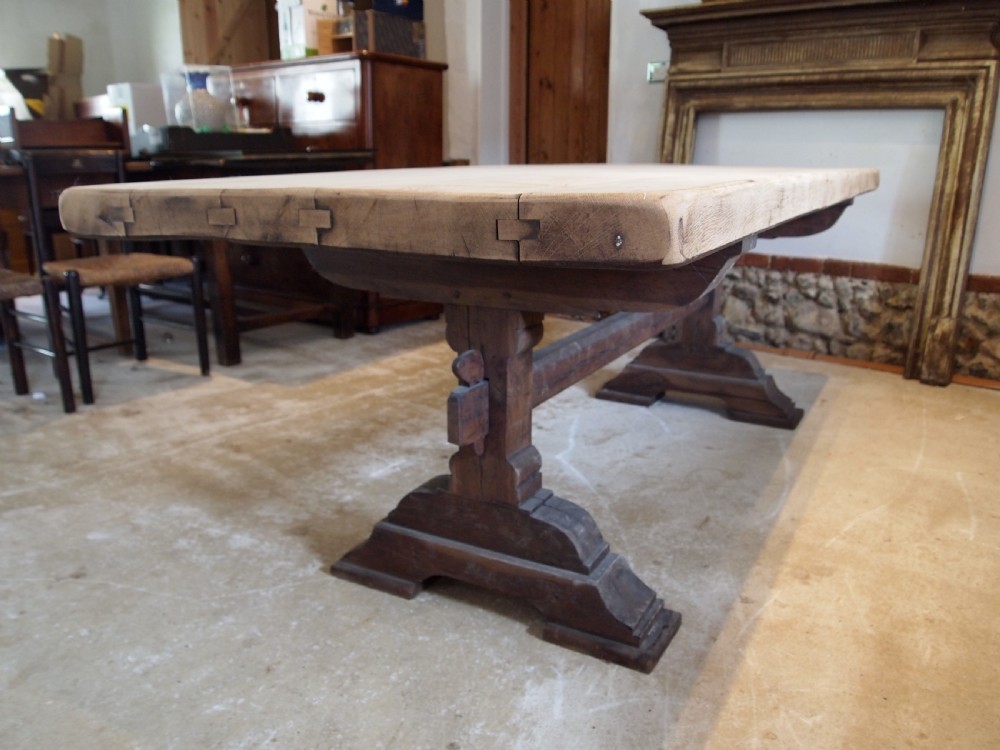 Table large French Monastic Oak refectory farmhouse dining c1880 View III