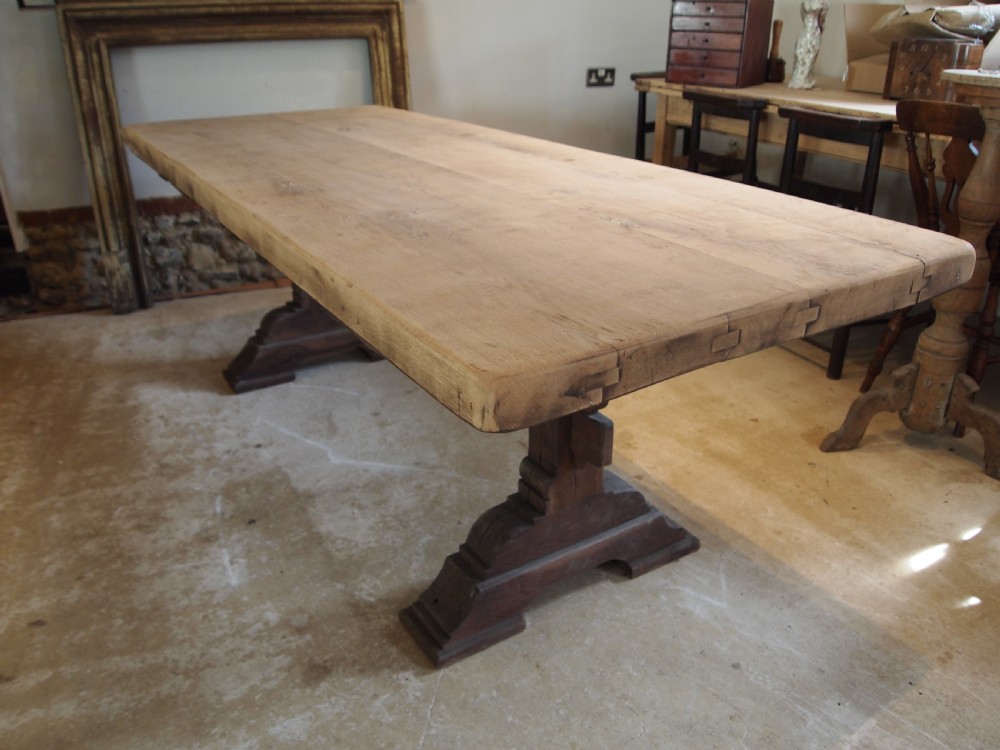 Table large French Monastic Oak refectory farmhouse dining c1880 View VIII
