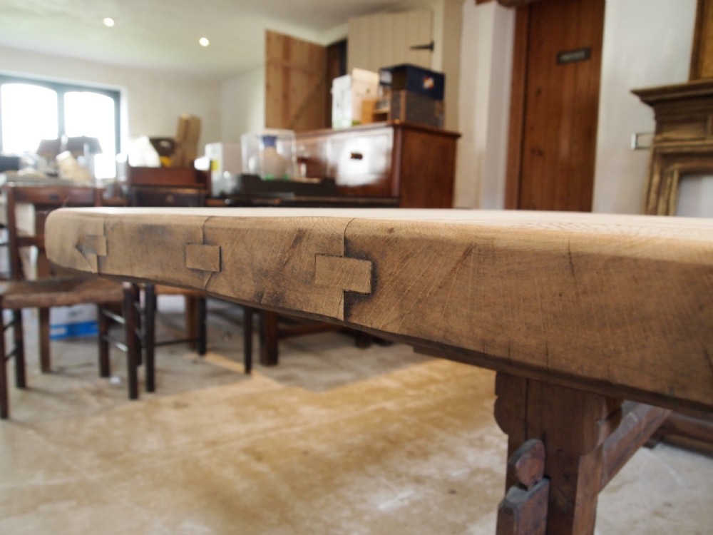 Table large French Monastic Oak refectory farmhouse dining c1880 View IX