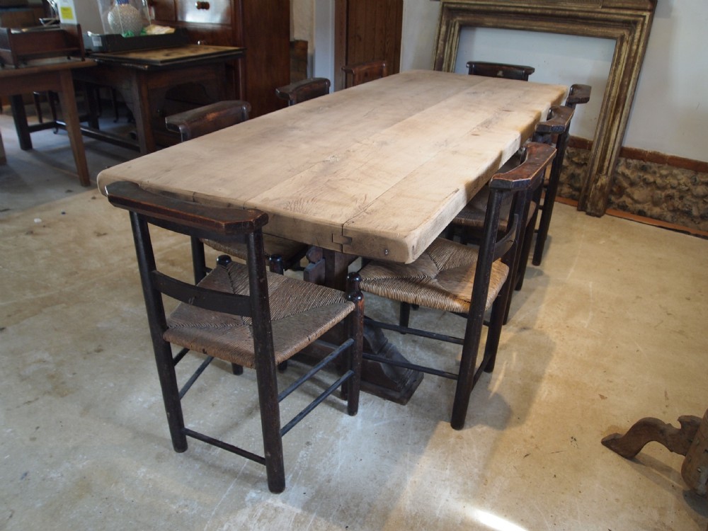 Table large French Monastic Oak refectory farmhouse dining c1880 View X