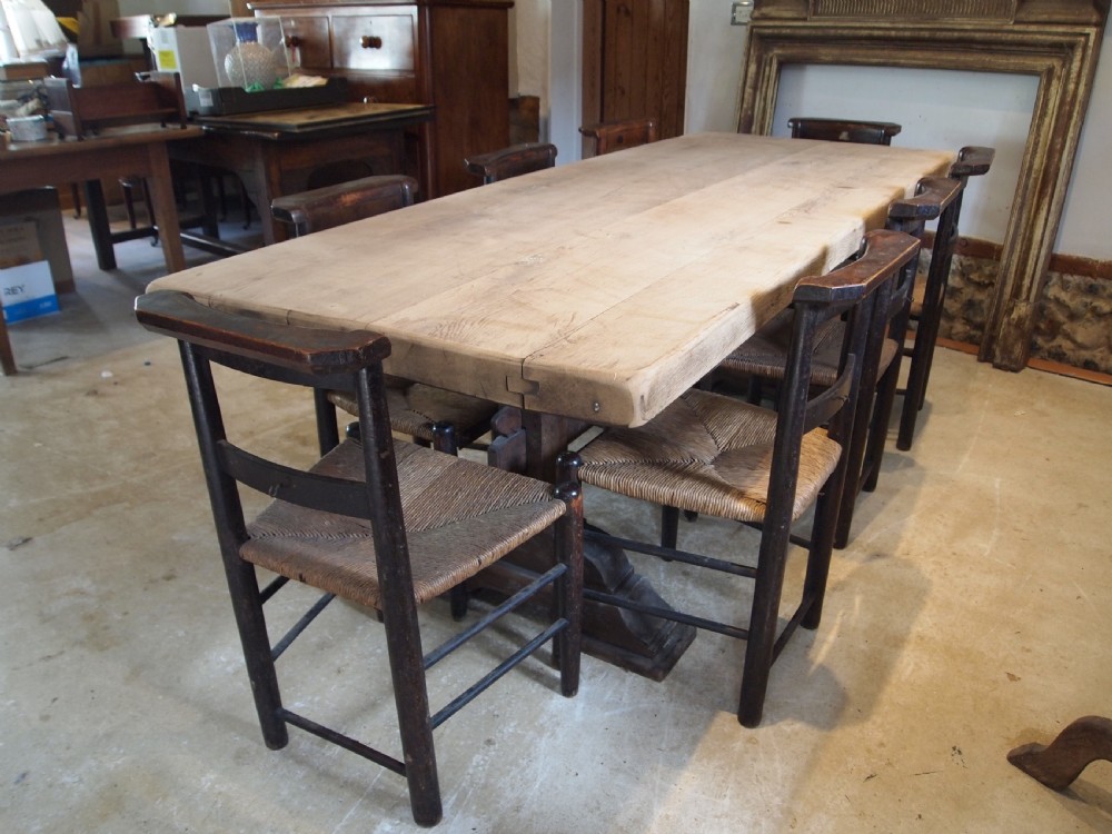 Table large French Monastic Oak refectory farmhouse dining c1880 View XV