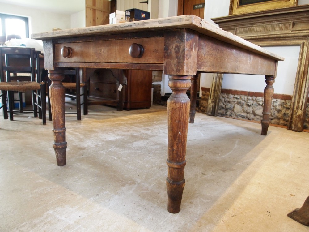 Table refectory farmhouse dining Victorian Pine c1860 View III