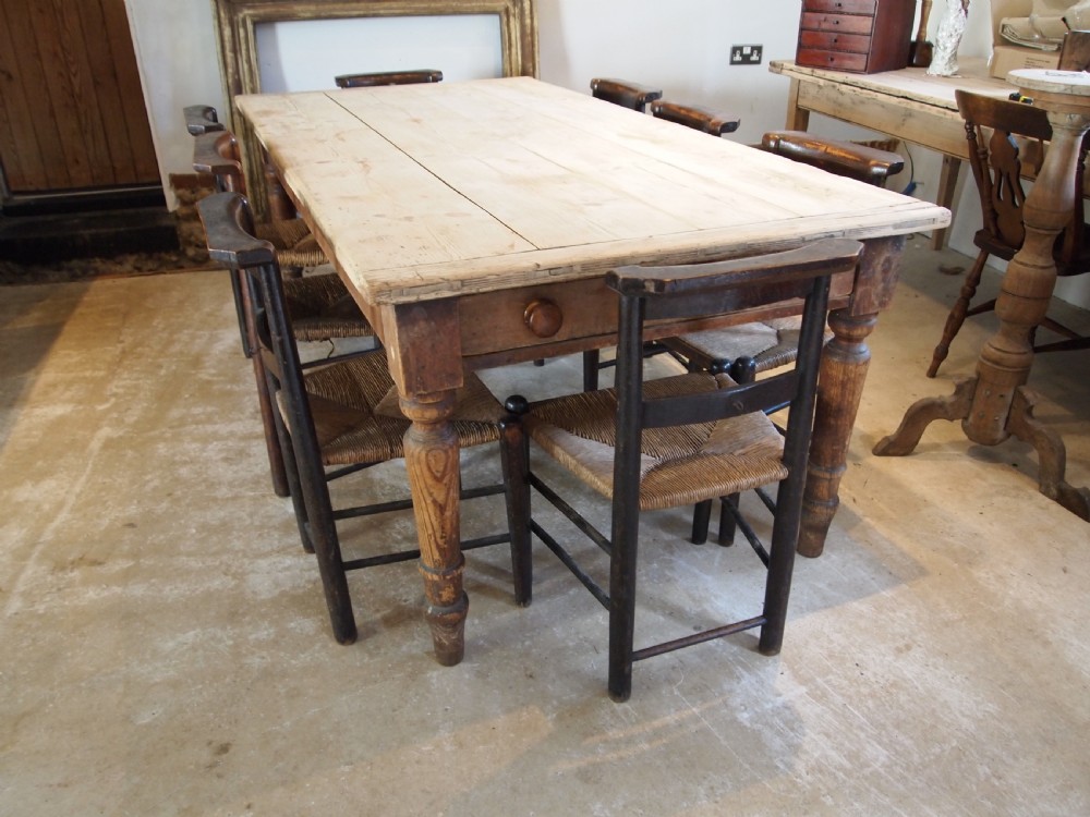 Table refectory farmhouse dining Victorian Pine c1860 View IV