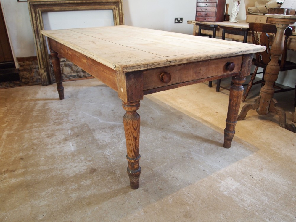 Table refectory farmhouse dining Victorian Pine c1860 View IX