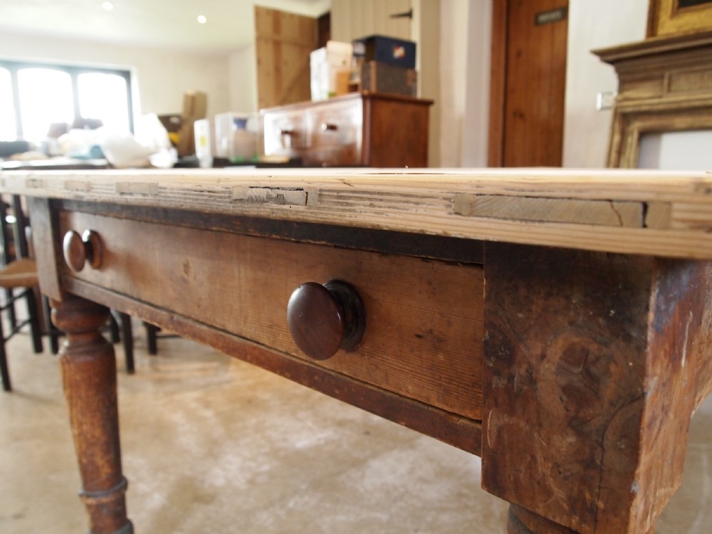 Table refectory farmhouse dining Victorian Pine c1860 View XV