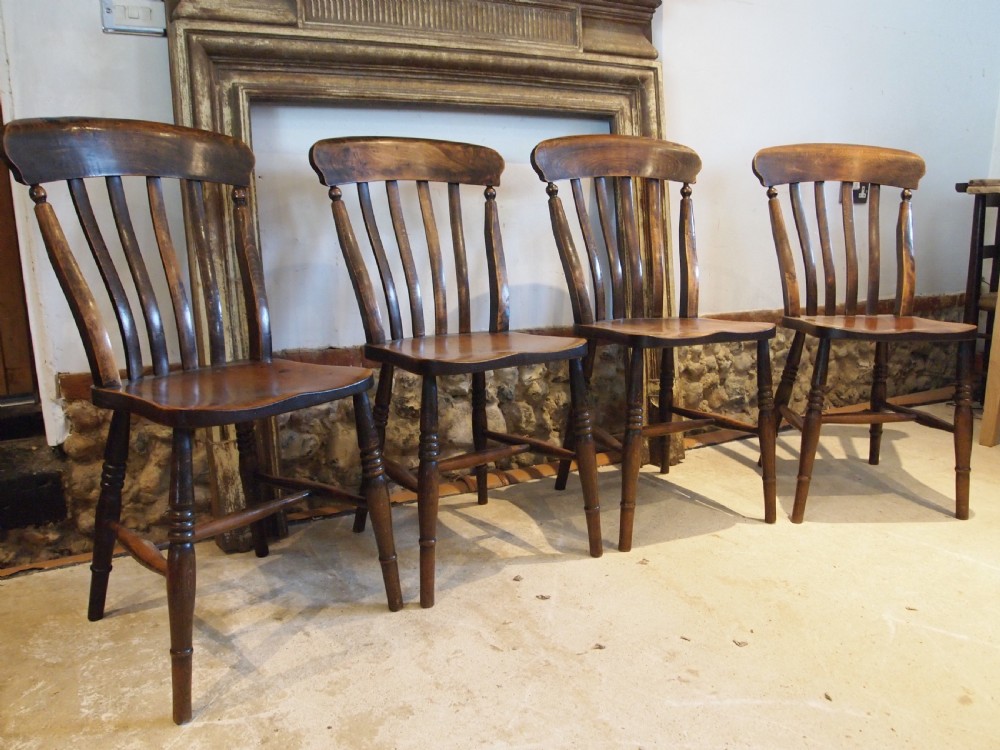 Chairs set of 4 Victorian Windsor lathe back c1870 View X