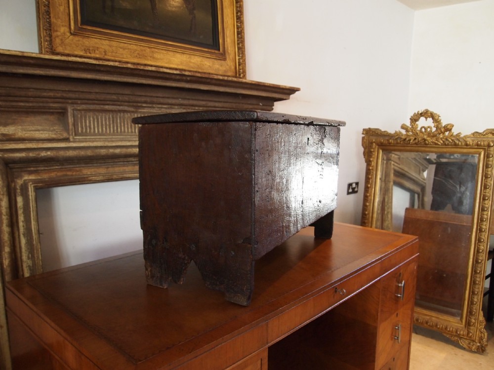 Coffer rare Childs 17th century Oak coffer c1680 View II