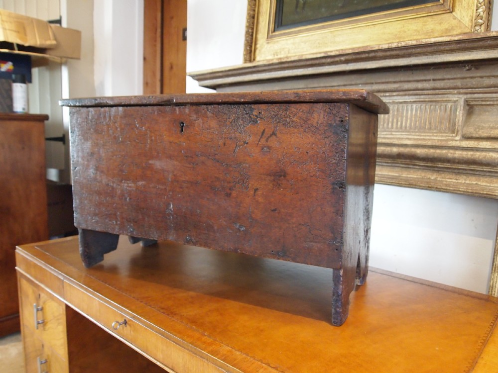 Coffer rare Childs 17th century Oak coffer c1680 View VI