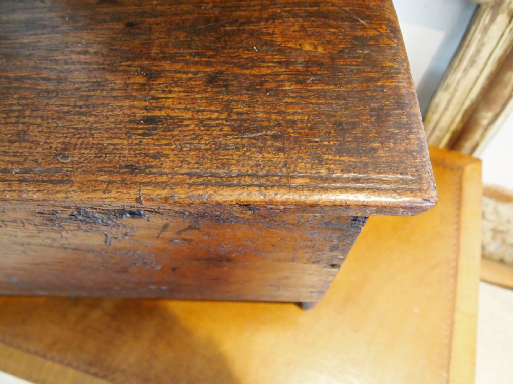 Coffer rare Childs 17th century Oak coffer c1680 View VIII
