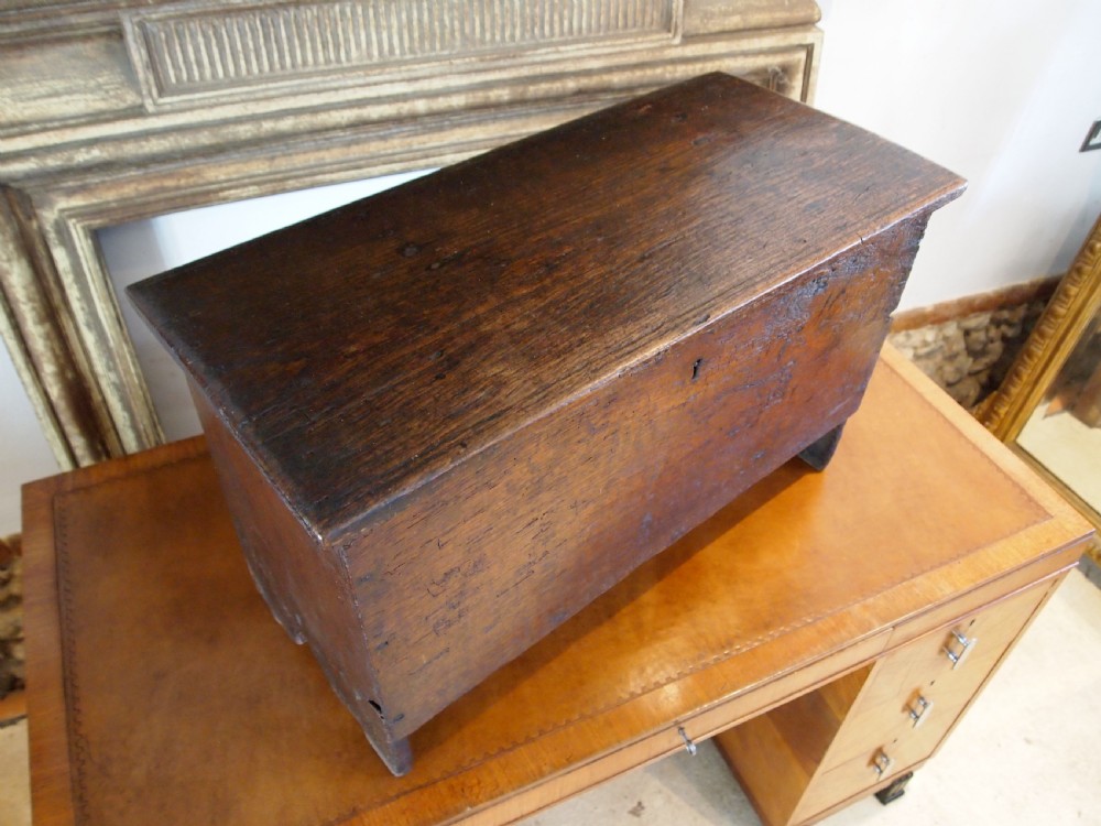 Coffer rare Childs 17th century Oak coffer c1680 View IX