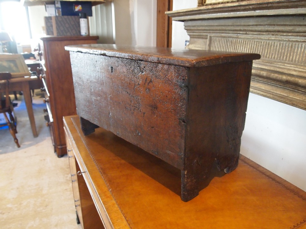 Coffer rare Childs 17th century Oak coffer c1680 View XI