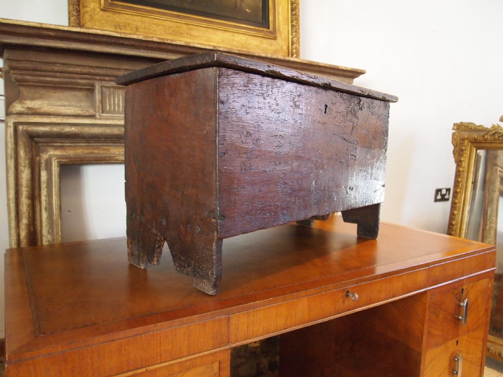 Coffer rare Childs 17th century Oak coffer c1680 View XIII