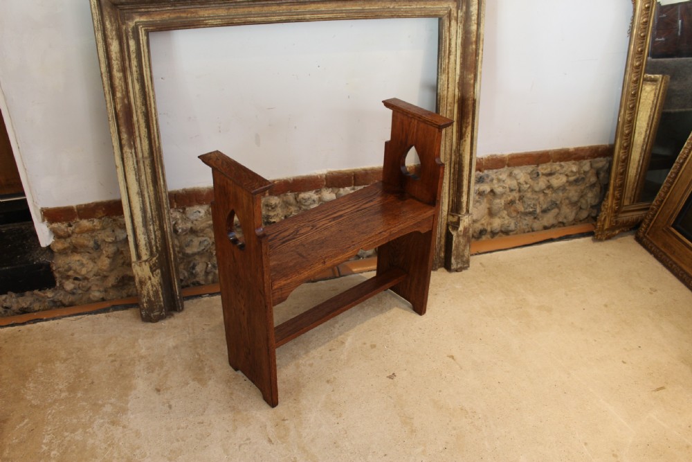 Liberty & Co Arts and crafts Oak window seat bench settle c1900 View III