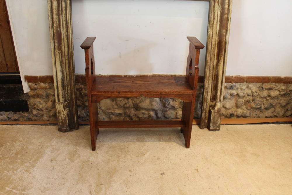 Liberty & Co Arts and crafts Oak window seat bench settle c1900 View VII