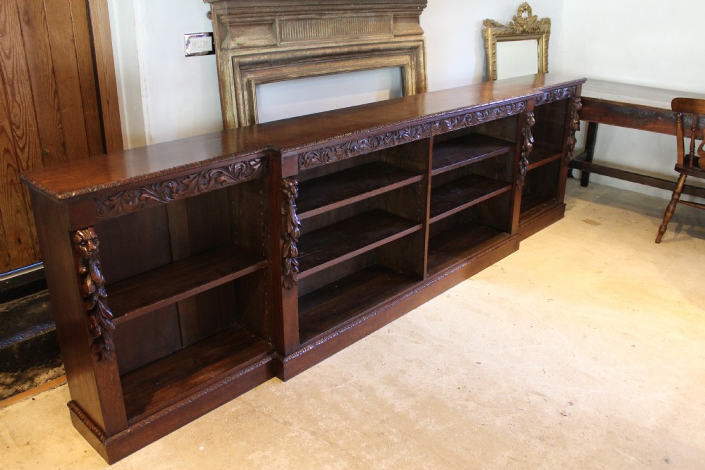 Bookcase rare stunning large Victorian carved Oak c1880