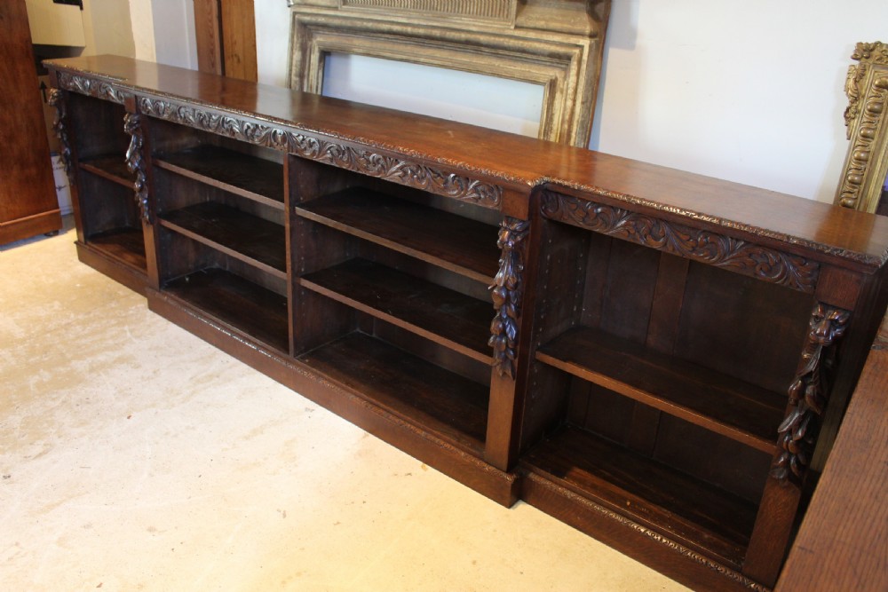 Bookcase rare stunning large Victorian carved Oak c1880 View II