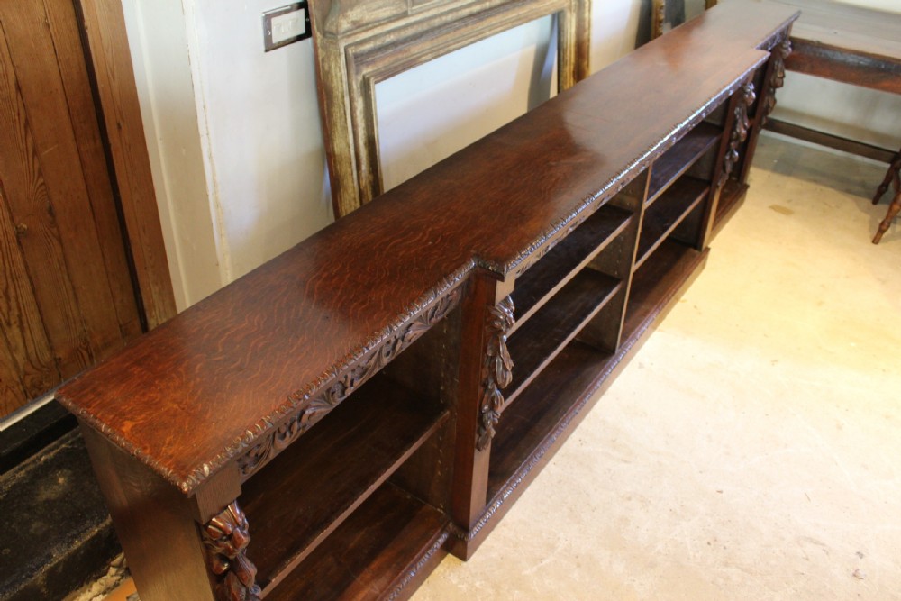 Bookcase rare stunning large Victorian carved Oak c1880 View VII