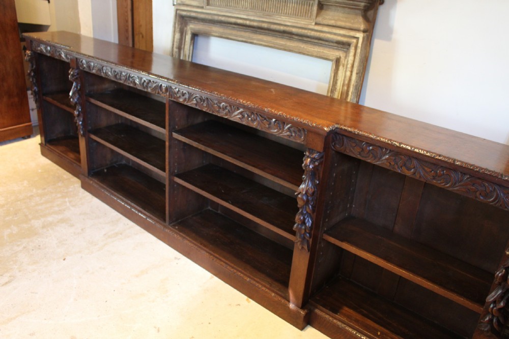Bookcase rare stunning large Victorian carved Oak c1880 View VIII