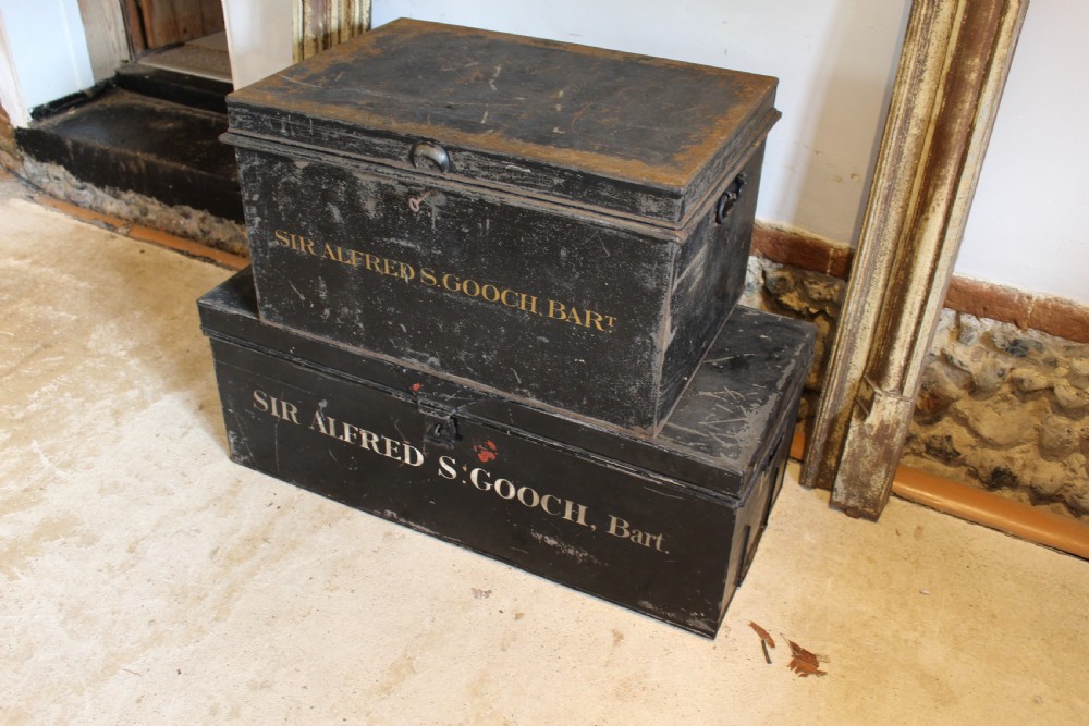 Trunk chests 2 Victorian Sir Alfred Gooch Benacre Hall Suffolk c1880