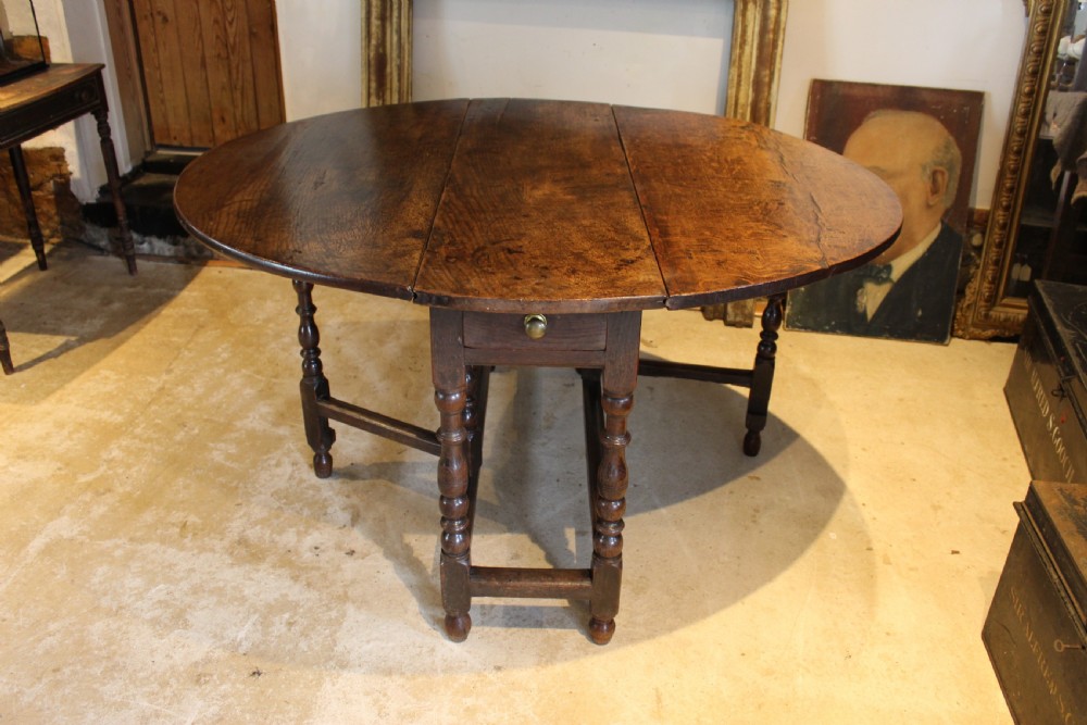 Table refectory farmhouse dining 18th century Oak gateleg c1710