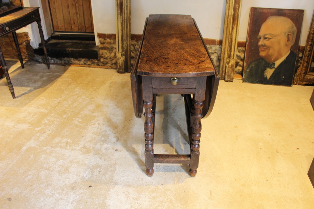 Table refectory farmhouse dining 18th century Oak gateleg c1710 View III
