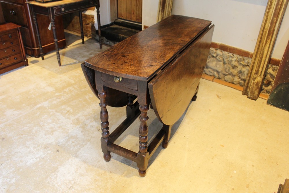 Table refectory farmhouse dining 18th century Oak gateleg c1710 View V