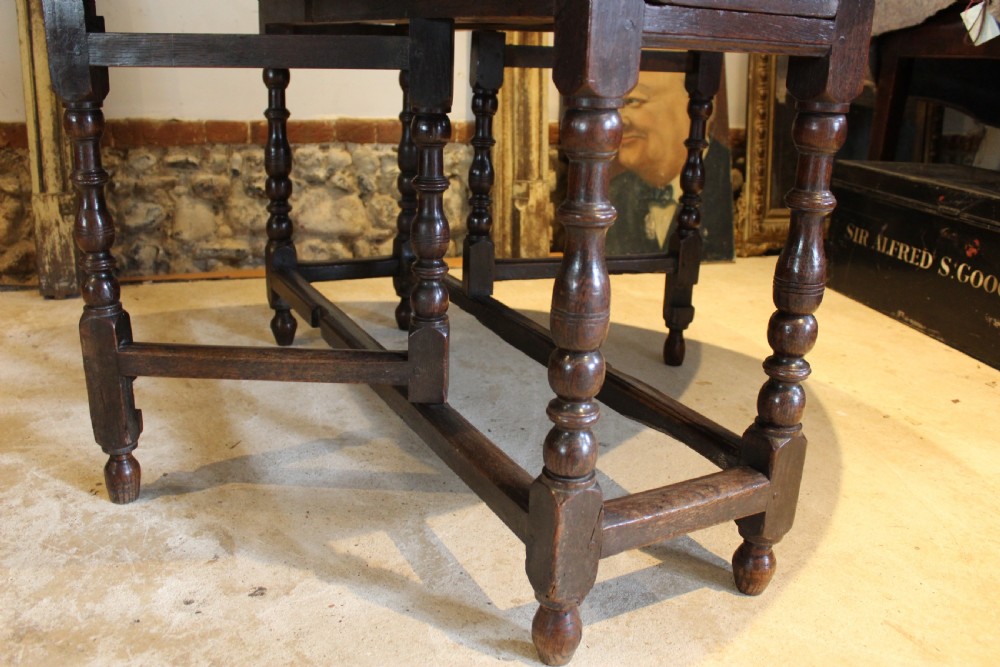 Table refectory farmhouse dining 18th century Oak gateleg c1710 View VIII