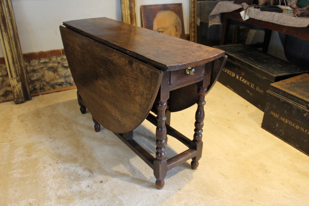 Table refectory farmhouse dining 18th century Oak gateleg c1710 View XI