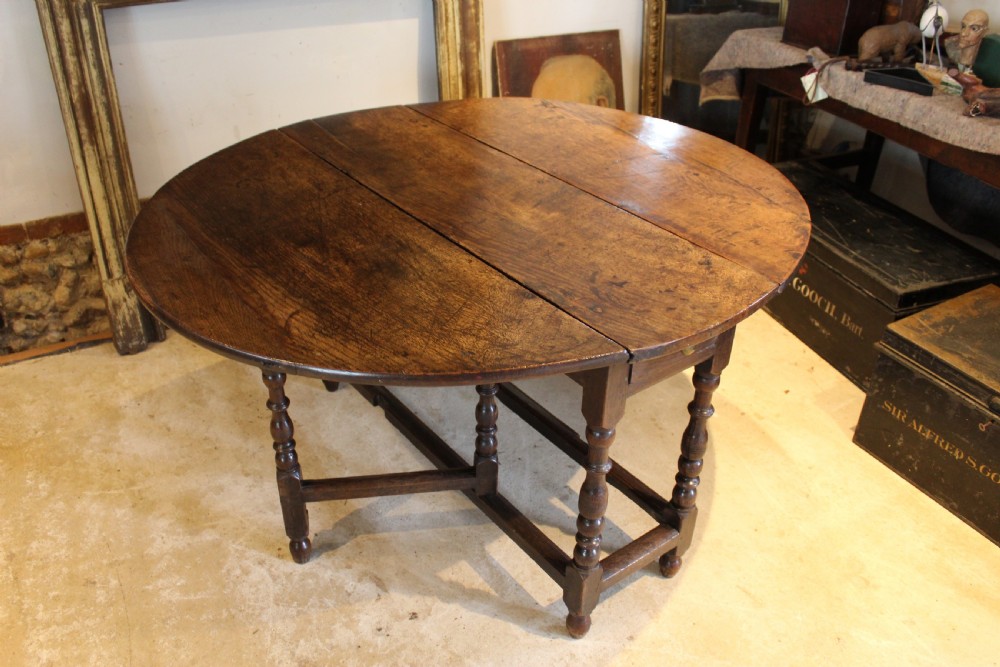 Table refectory farmhouse dining 18th century Oak gateleg c1710 View XII