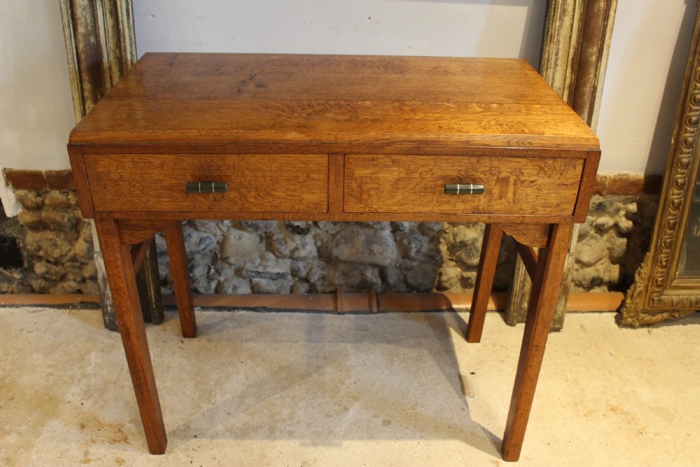 Table Art Deco Oak side hall console lamp c1925 View II