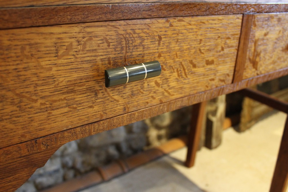 Table Art Deco Oak side hall console lamp c1925 View III