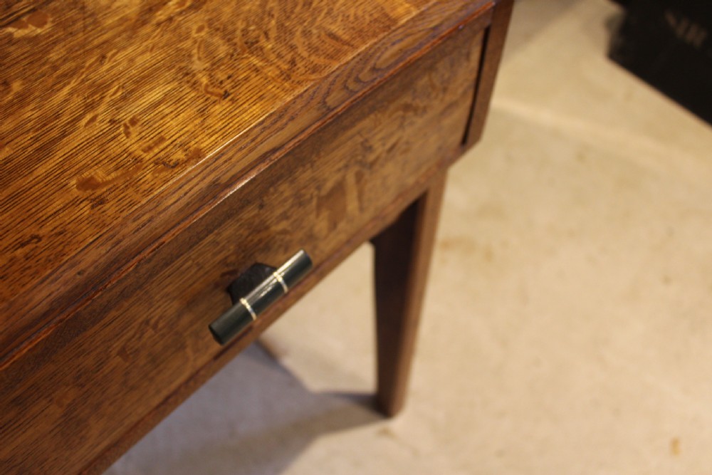 Table Art Deco Oak side hall console lamp c1925 View V