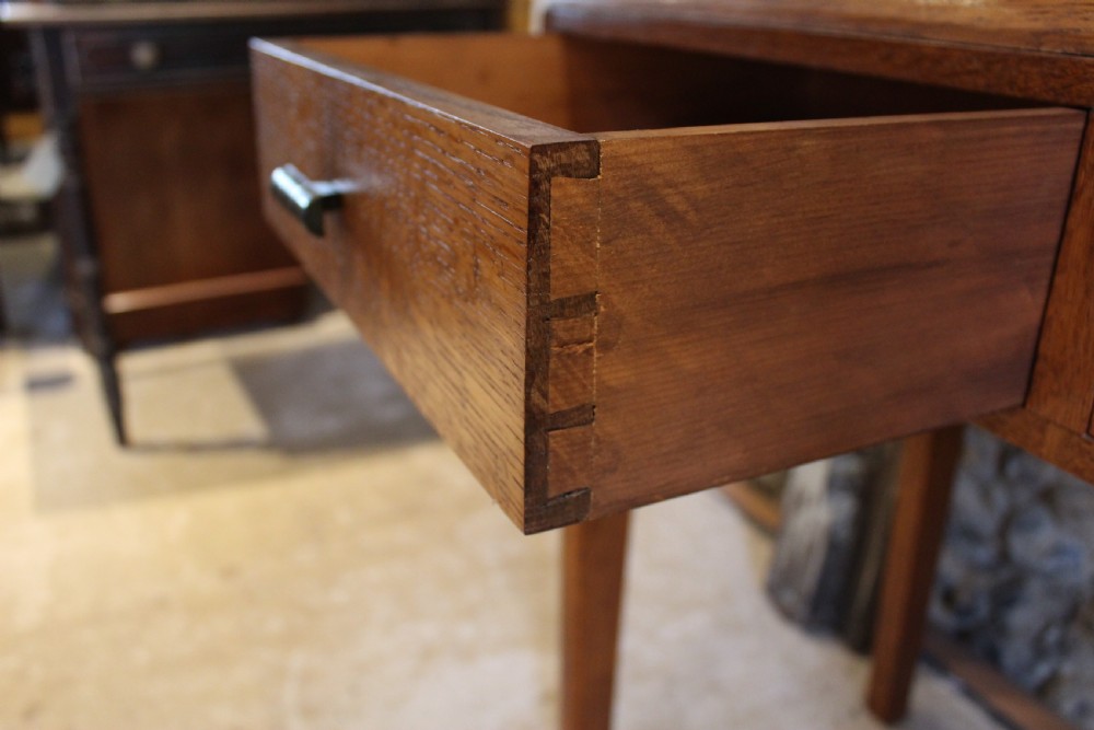 Table Art Deco Oak side hall console lamp c1925 View VI