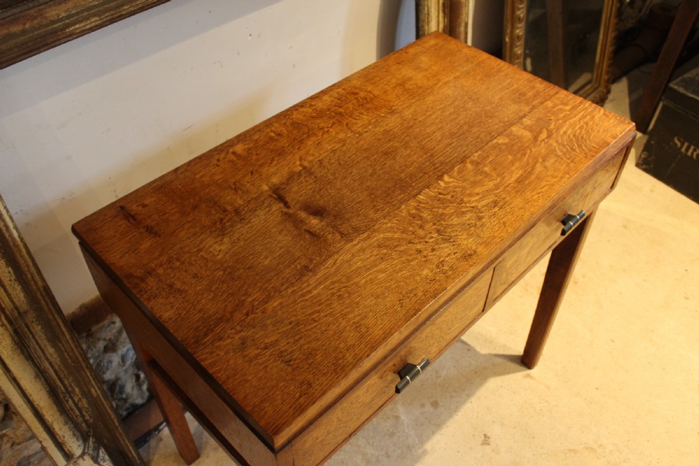Table Art Deco Oak side hall console lamp c1925 View VII
