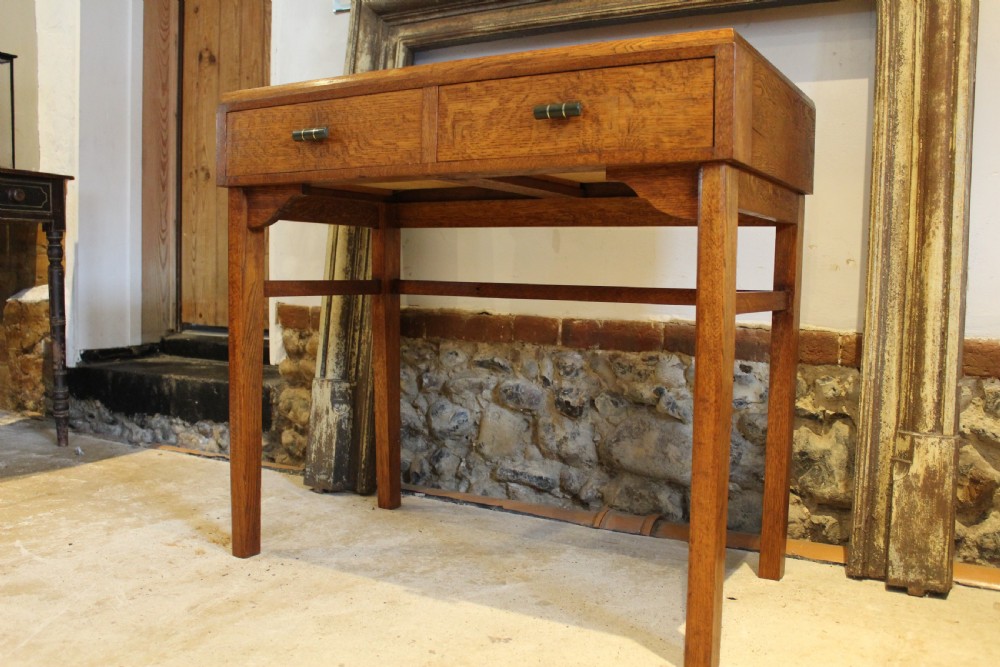 Table Art Deco Oak side hall console lamp c1925 View IX