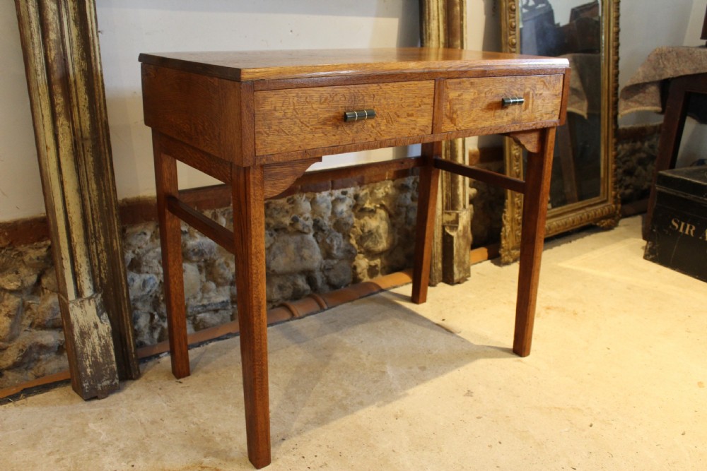 Table Art Deco Oak side hall console lamp c1925 View XI