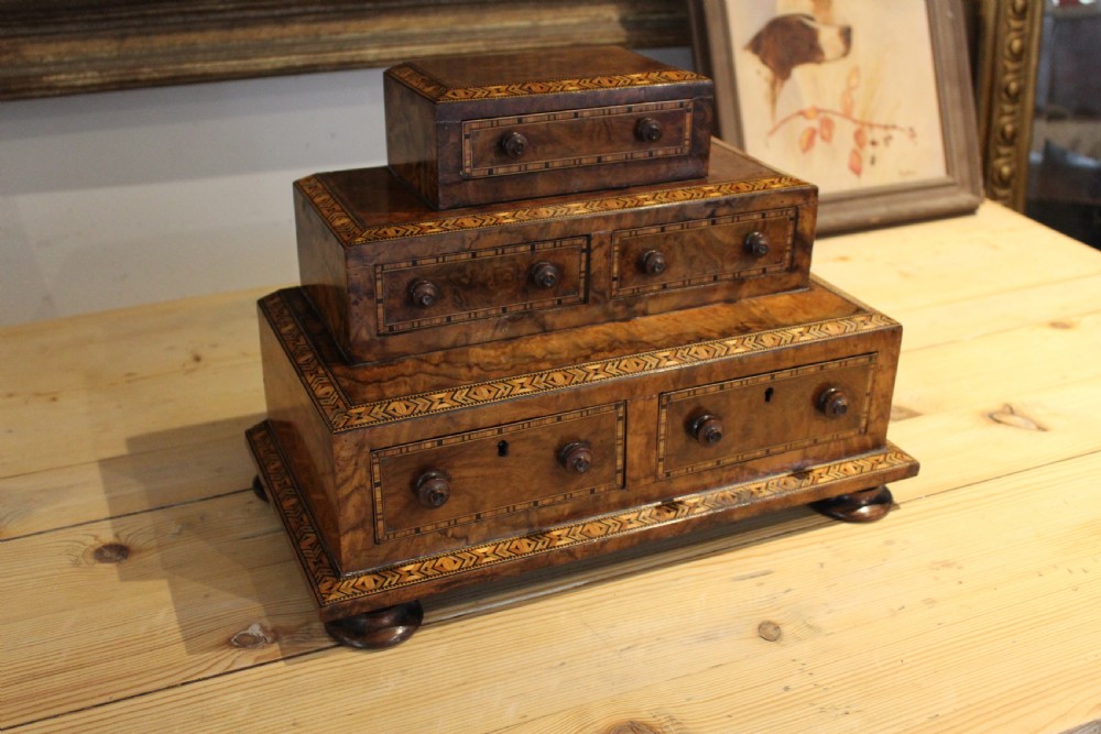 Chest of drawers rare Tunbridge ware Walnut Victorian c1870