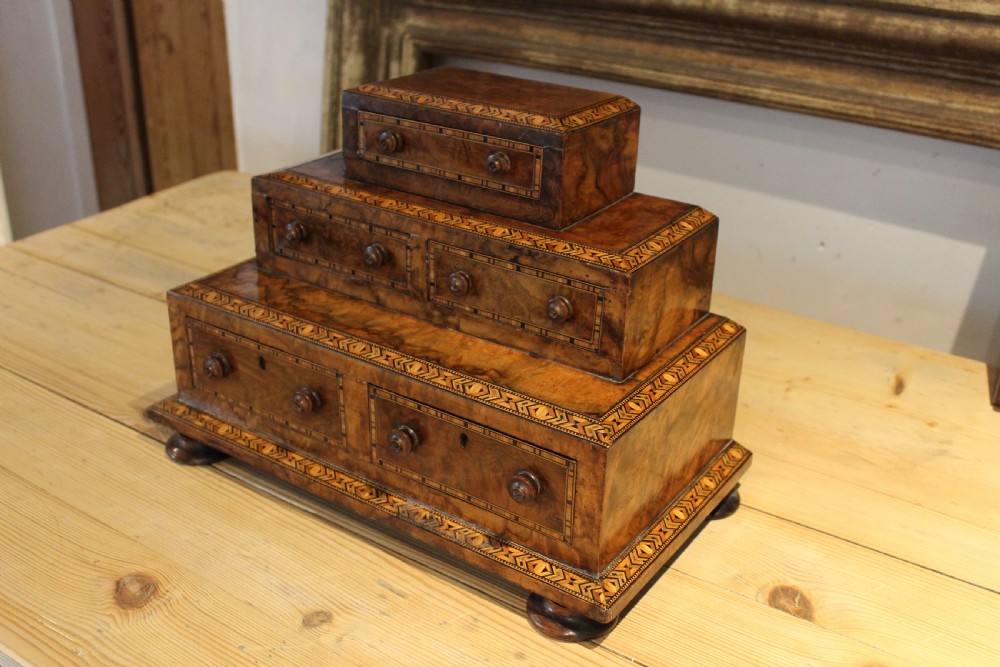 Chest of drawers rare Tunbridge ware Walnut Victorian c1870 View II