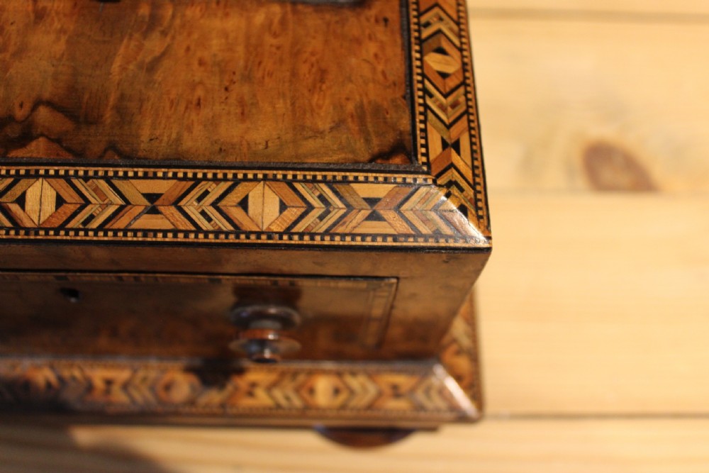 Chest of drawers rare Tunbridge ware Walnut Victorian c1870 View III