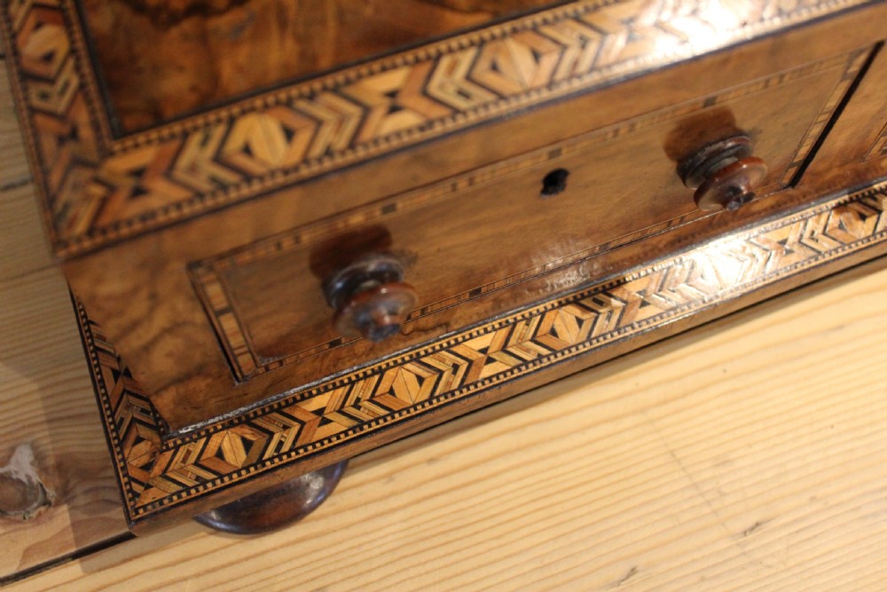 Chest of drawers rare Tunbridge ware Walnut Victorian c1870 View VI