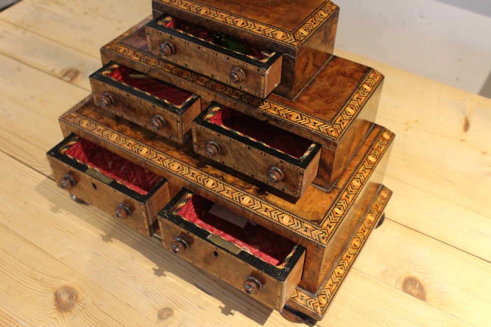 Chest of drawers rare Tunbridge ware Walnut Victorian c1870 View VII