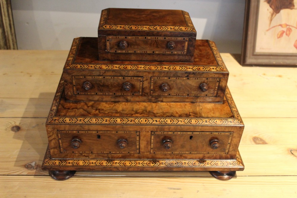 Chest of drawers rare Tunbridge ware Walnut Victorian c1870 View XI