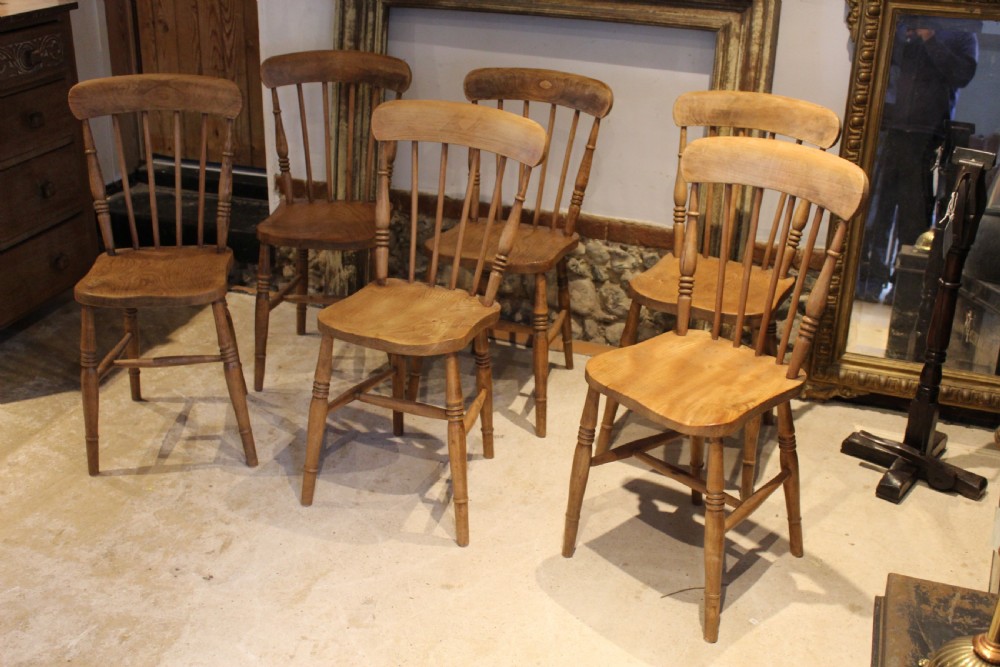 Chairs set of six Victorian Windsor dining c1870 View VIII