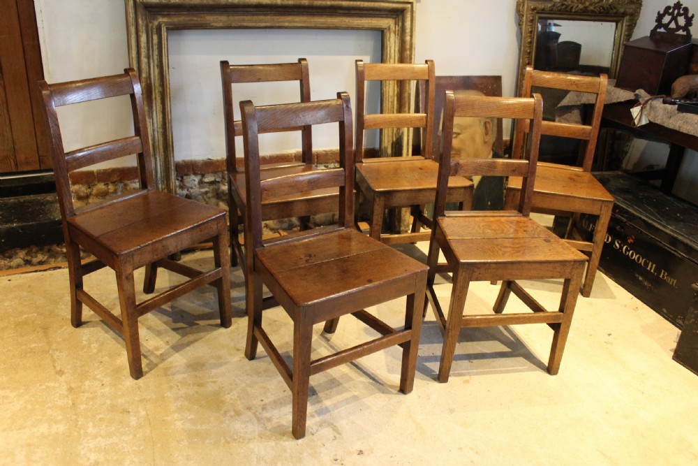 Chairs rare set of 6 Welsh Oak dining chairs c1820
