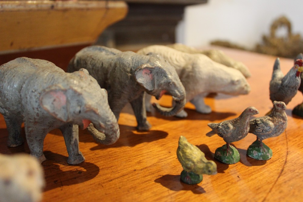 Noah's Ark Edwardian folk art animals Noah and Wife c1900 View II