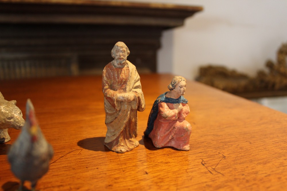 Noah's Ark Edwardian folk art animals Noah and Wife c1900 View V