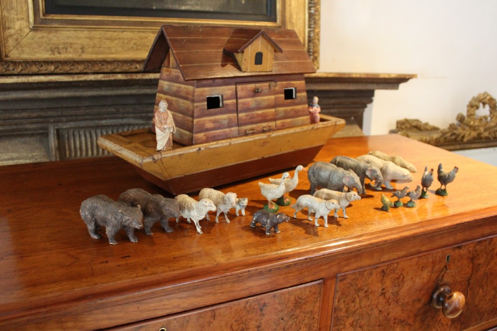 Noah's Ark Edwardian folk art animals Noah and Wife c1900 View VII