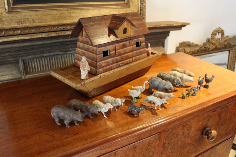 Noah's Ark Edwardian folk art animals Noah and Wife c1900 View XI