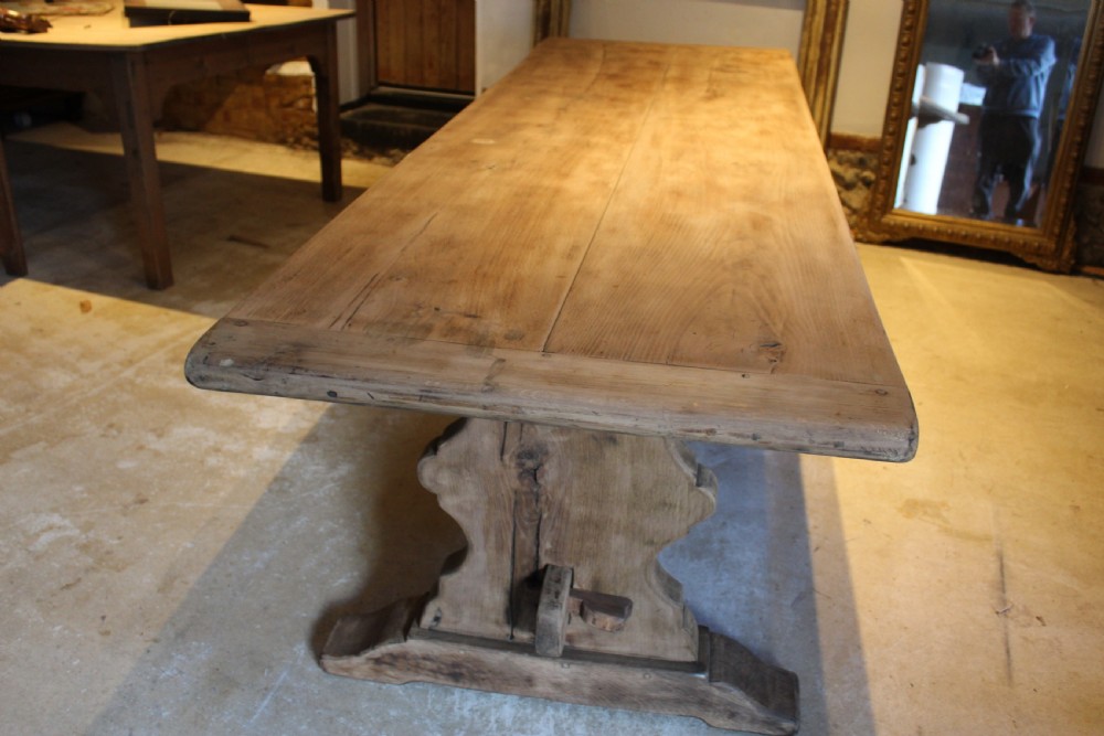 Table refectory French monastic Elm farmhouse dining c1900 View VII