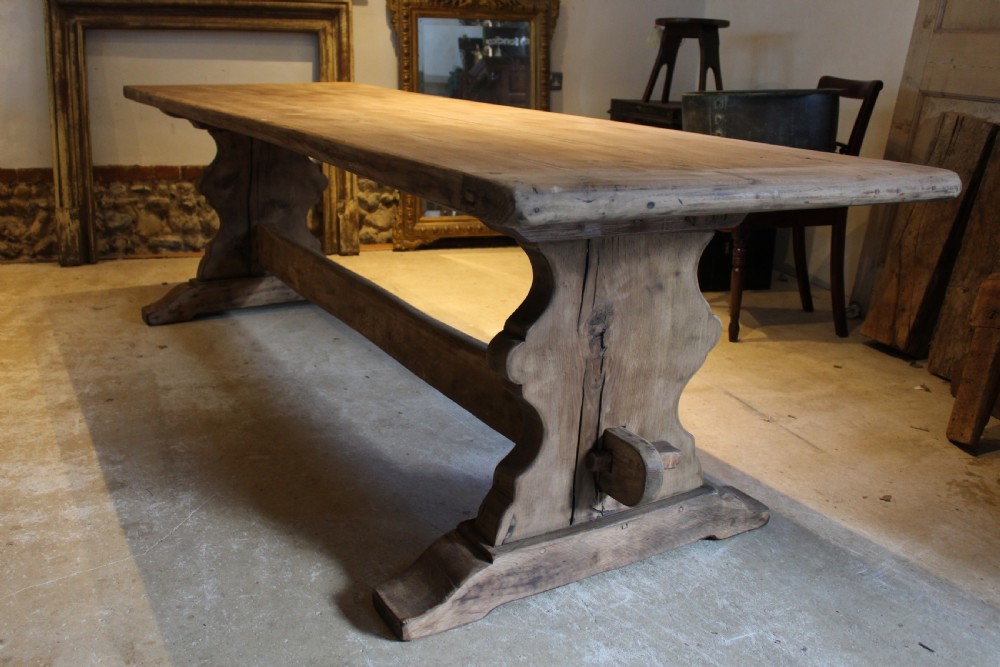 Table refectory French monastic Elm farmhouse dining c1900 View IX